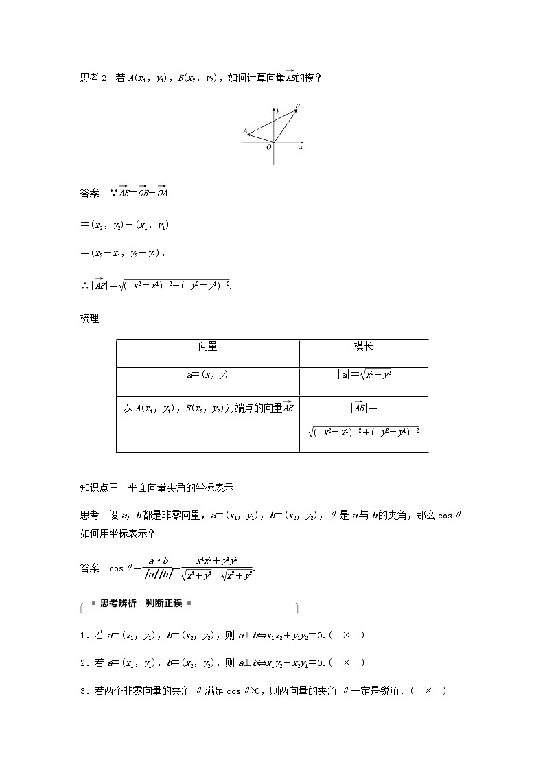 高中数学 必修4平面向量2.4平面向量的数量积2.4.2平面向量数量积的坐标表示模夹角学案03