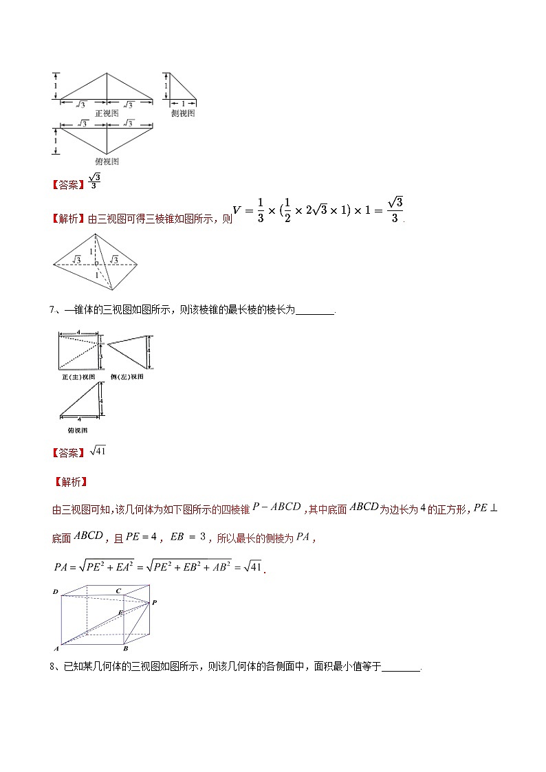 突破1.4 有关三视图的问题（解析版）-突破满分数学之2020-2021学年高二数学（理）课时训练（人教A版必修2）03