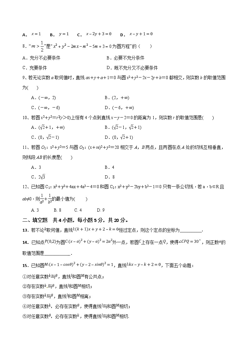 第四章 圆与方程单元测试（巅峰版）原卷版-突破满分数学之2020-2021学年高二数学（理）课时训练（人教A版必修2）02
