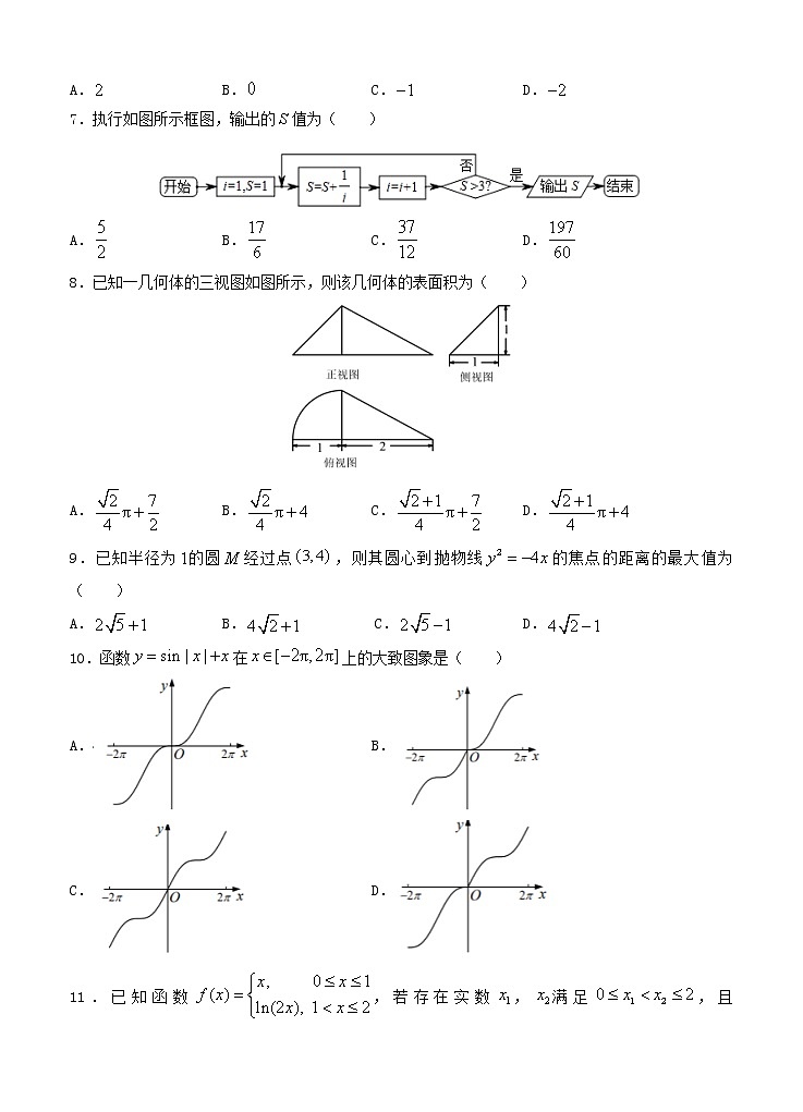 2021届高三上学期期中备考金卷 文科数学A卷（含答案）02