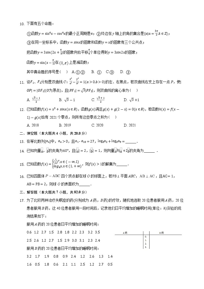 2020年广西南宁三中高三文科数学模拟试题02