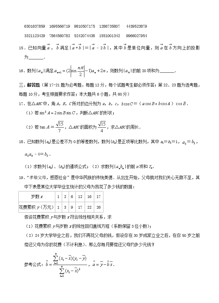 河南省实验中学2021届高三上学期期中考试 文科数学 (含答案)03