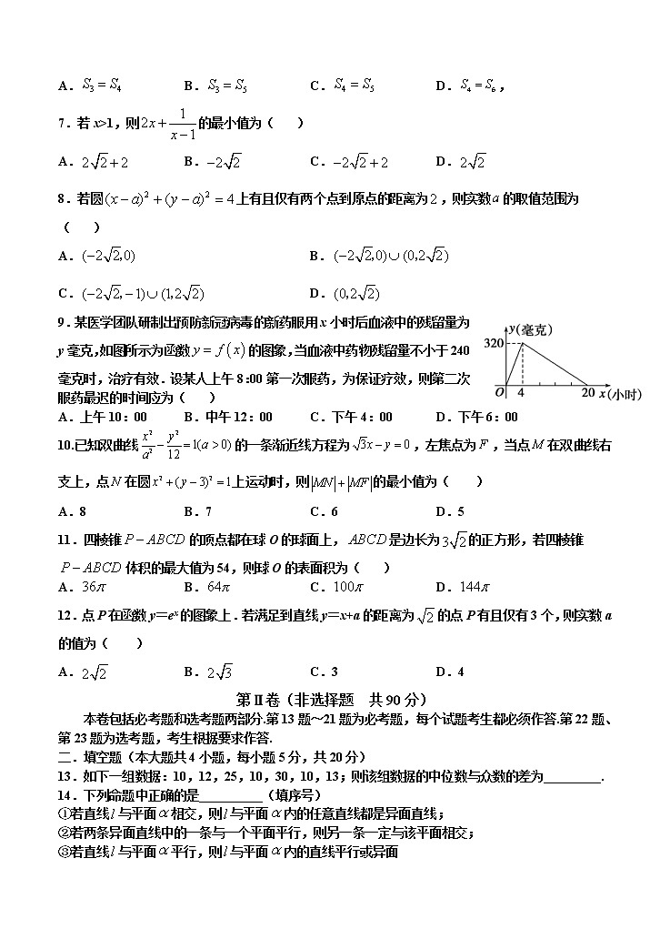 黑龙江省大庆市大庆实验中学2021届高三上学期12月月考 文科数学 (含答案) 试卷02