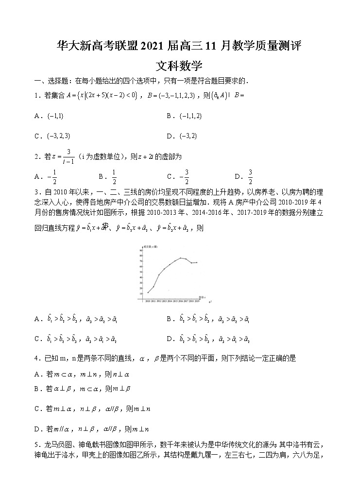 湖北省华大新高考联盟2021届高三11月教学质量测评（新高考）文科数学 (含答案)01