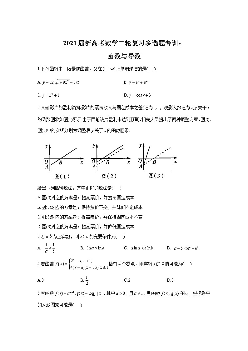 2021届新高考数学二轮复习多选题专训：函数与导数01