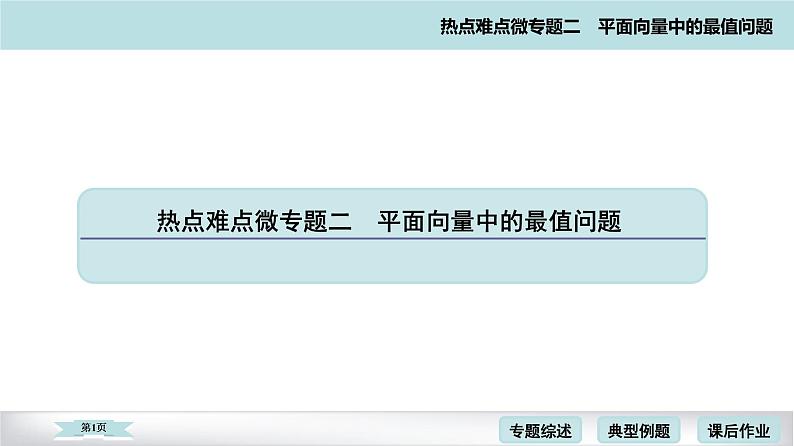 高考二轮热点难点微专题 二  平面向量中的最值问题 课件第1页