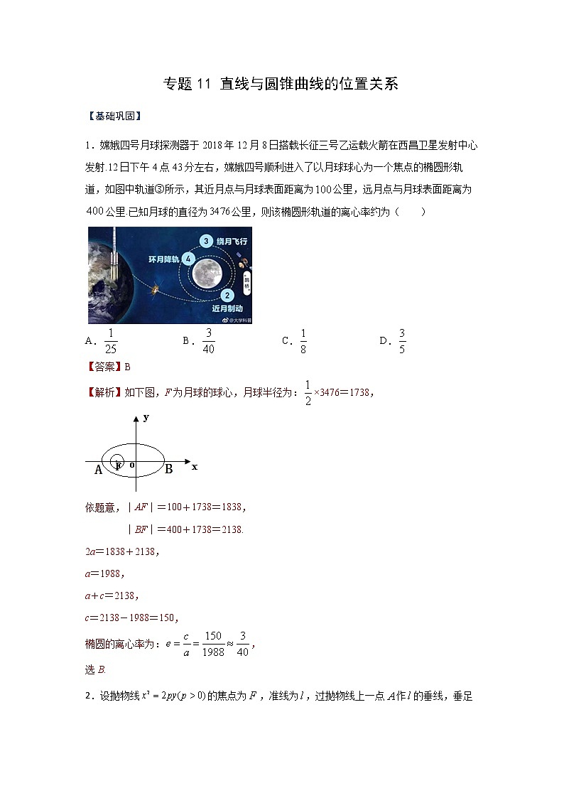专题11 直线与圆锥曲线的位置关系（课时训练）解析版-高二上（新教材人教A版）01