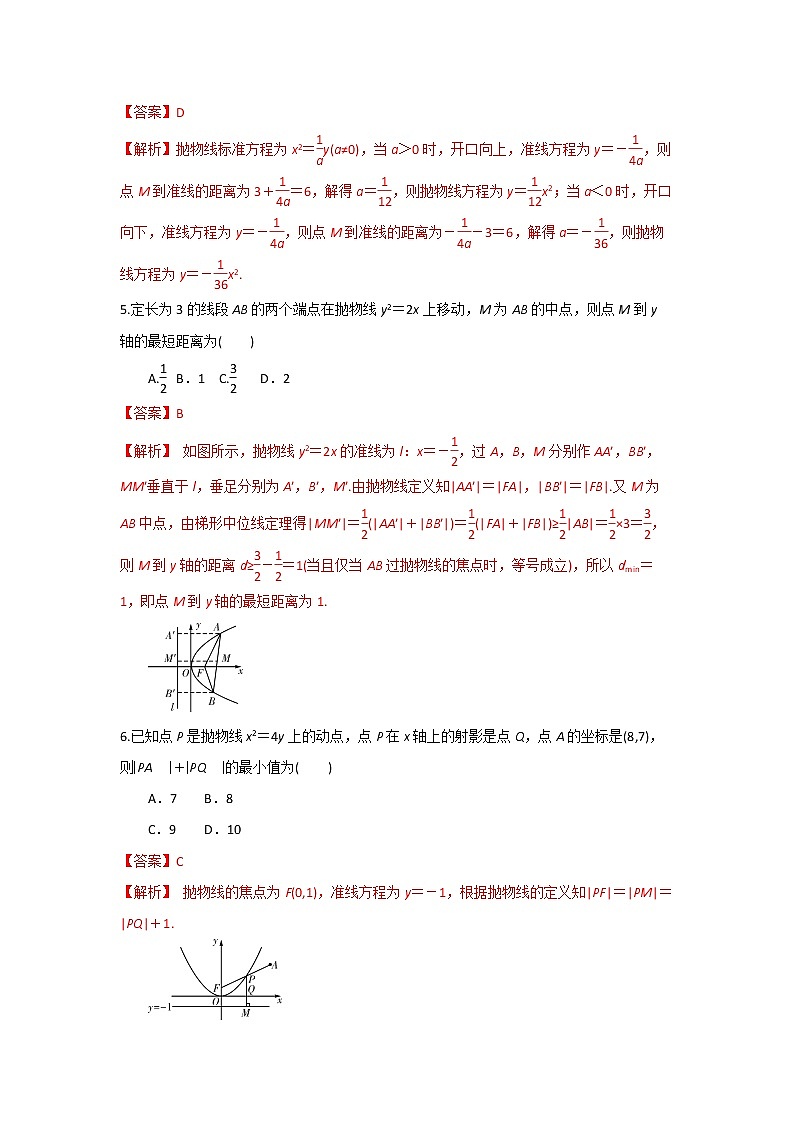 专题10 抛物线及其方程（课时训练）解析版-高二上（新教材人教A版）02
