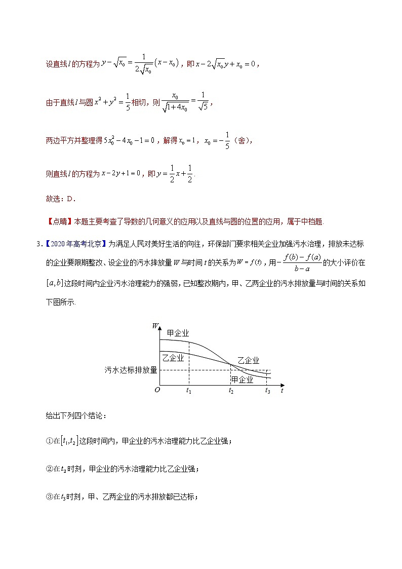 专题03 导数及其应用——2020年高考真题和模拟题理科数学分项汇编02