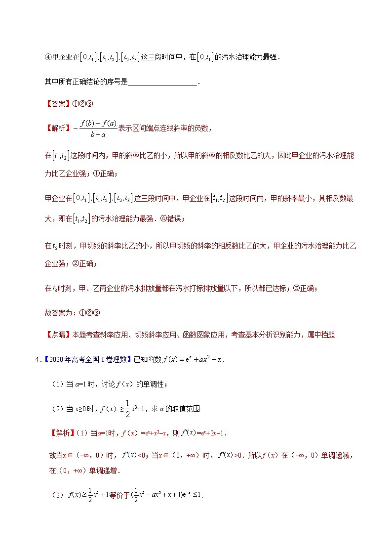 专题03 导数及其应用——2020年高考真题和模拟题理科数学分项汇编03