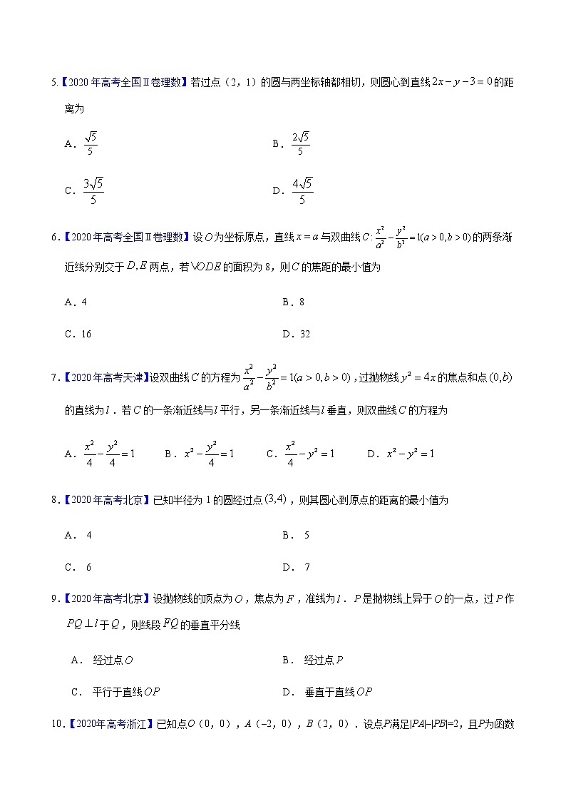 专题05 平面解析几何——2020年高考真题和模拟题理科数学分项汇编02