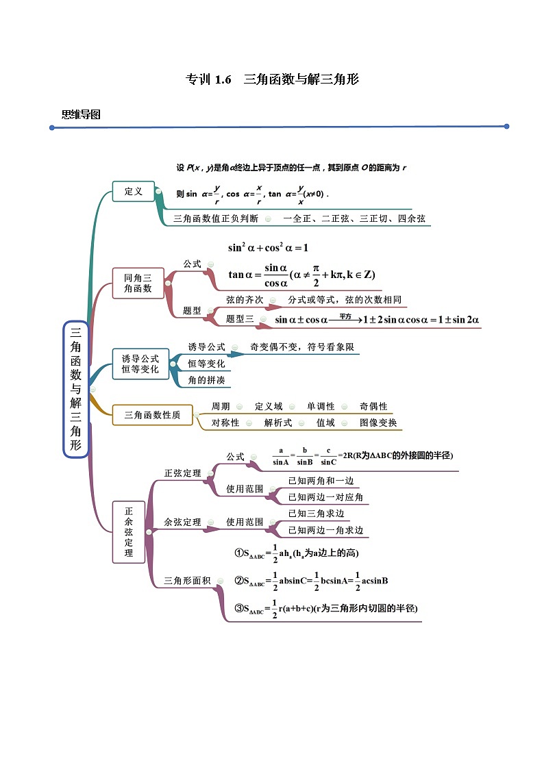 专训1.6 三角函数与解三角形（新高考地区专用）（解析版）第1页