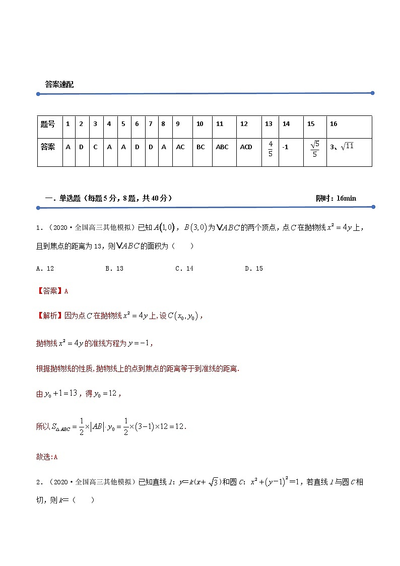 专训1.13 解析几何（解析版）第2页