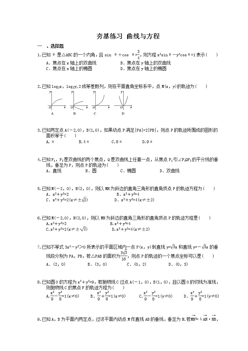 2021年高考数学一轮复习夯基练习：曲线与方程(含答案)01