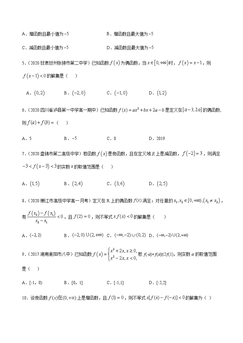 1.3.2奇偶性-2020-2021学年高一数学尖子生同步培优题典（人教A版必修1）(原卷版）第2页