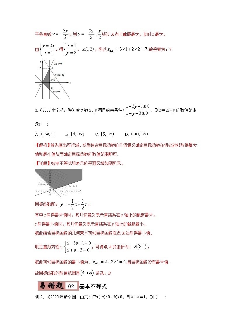 备战2021年高考数学（理）一轮复习 易错点08  不等式 学案03