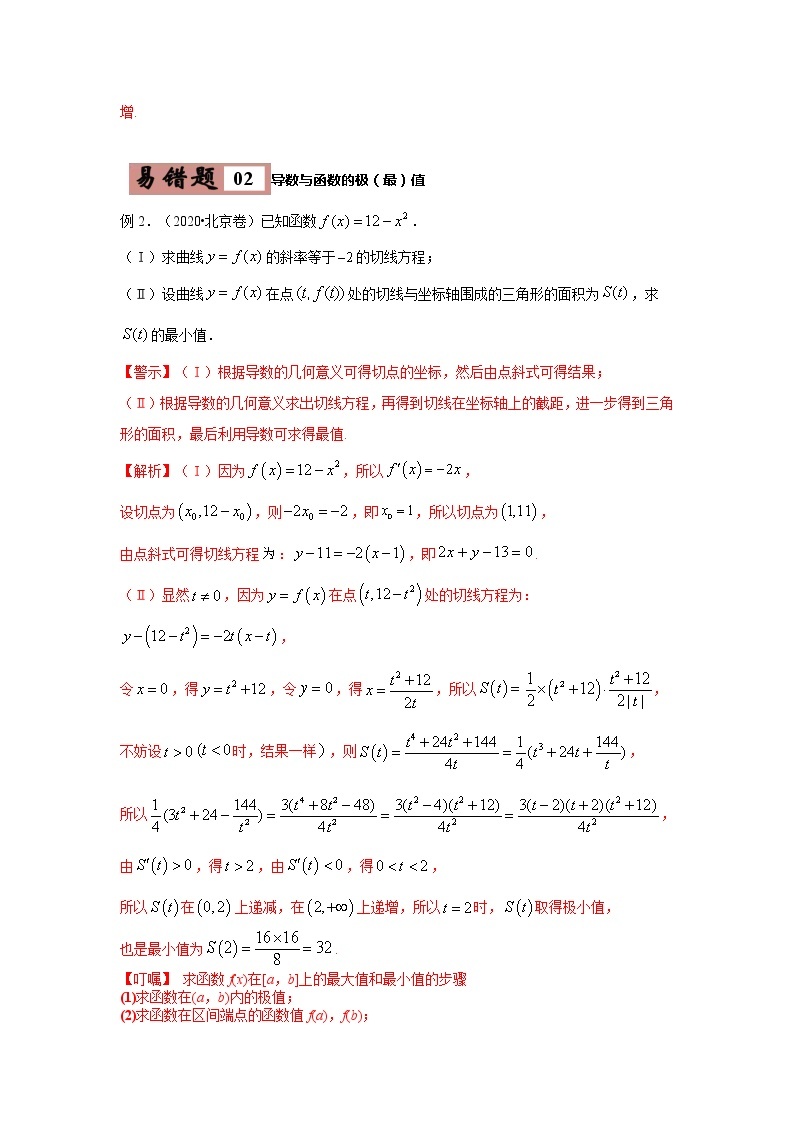 备战2021年高考数学（理）一轮复习 易错点04 导数及其应用 学案03