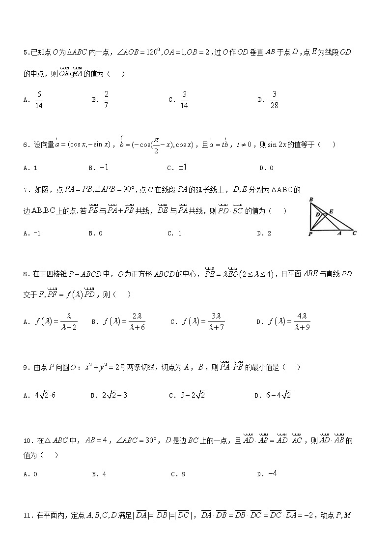 -2021届高考数学（理）培优专题提升训练平面向量选择填空压轴题专练02