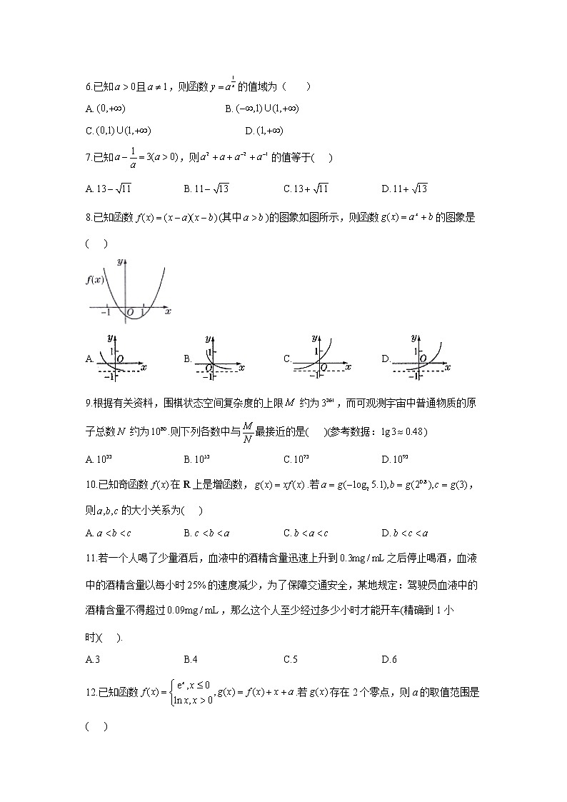 2020-2021学年高一数学人教A版(2019)必修第一册必做100题 专题四 指数函数与对数函数02