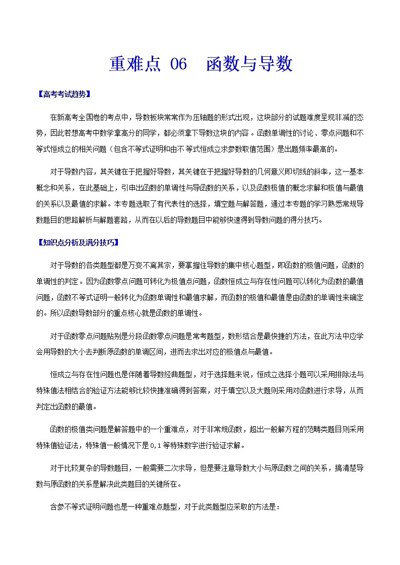重难点06   函数与导数-2021年高考数学【热点·重点·难点】专练(新高考)01