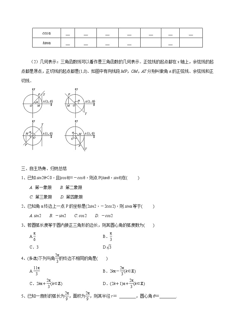 第21讲 弧度制及任意角的三角函数（原卷版）第2页