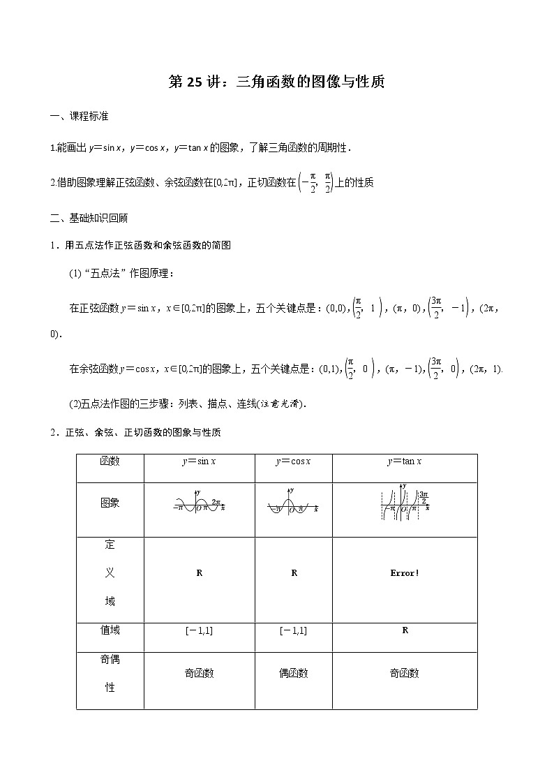 第25讲 三角函数的图像与性质（原卷版）第1页