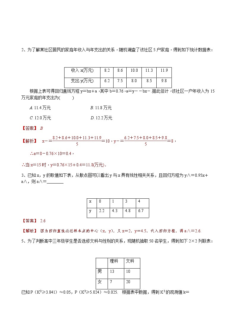 第62讲 统计案例与线性回归分析（解析版）第3页