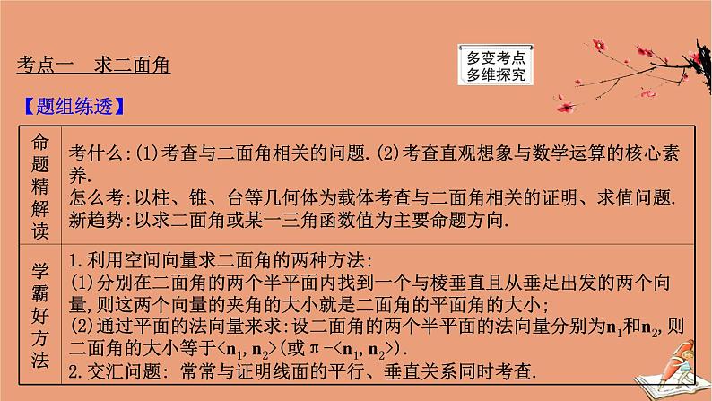 2021版新高考数学一轮复习第八章立体几何初步8.7.2利用空间向量求二面角与空间距离课件新人教B版202011231127第3页