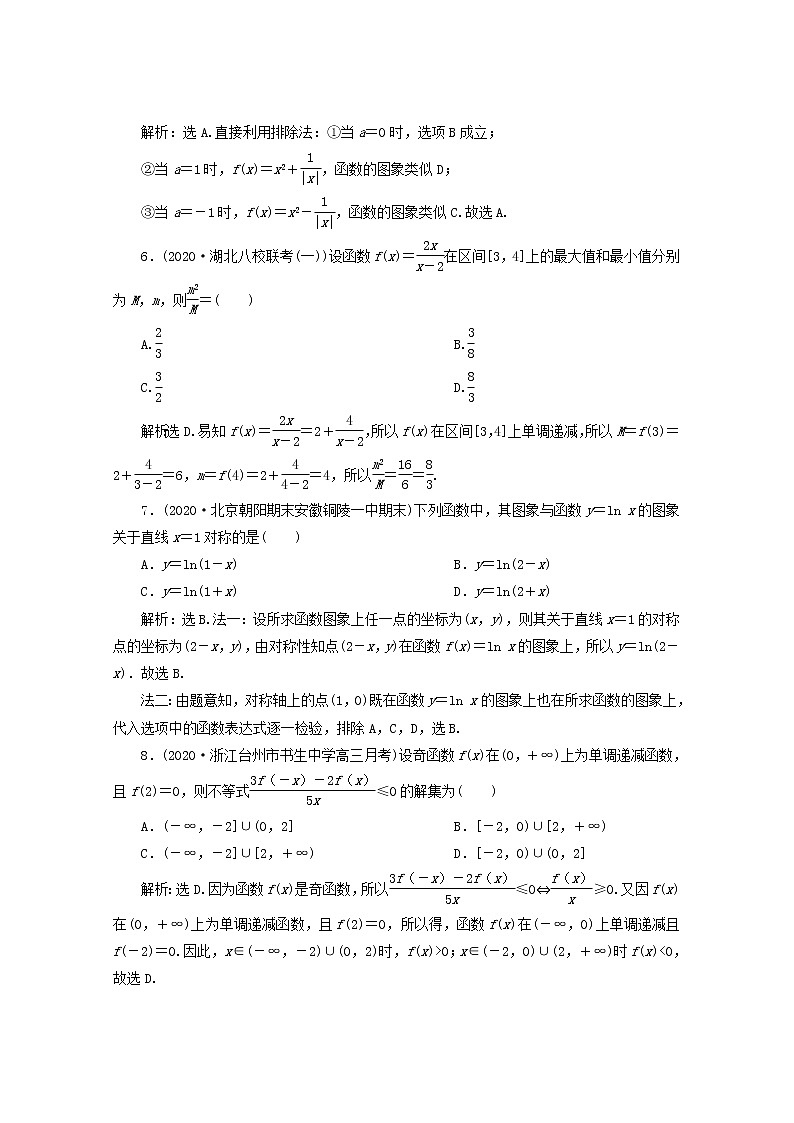 2021届二轮复习        函数图象与性质  课时作业（全国通用） 练习02