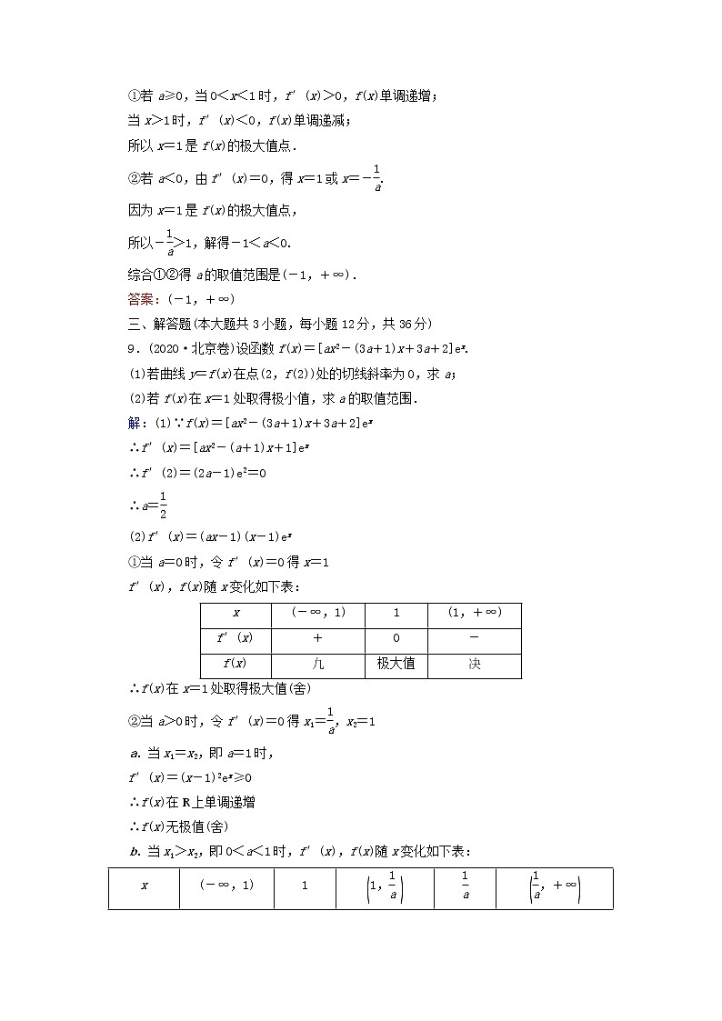 2021届二轮复习        导数的简单应用 课时作业（全国通用） 练习03