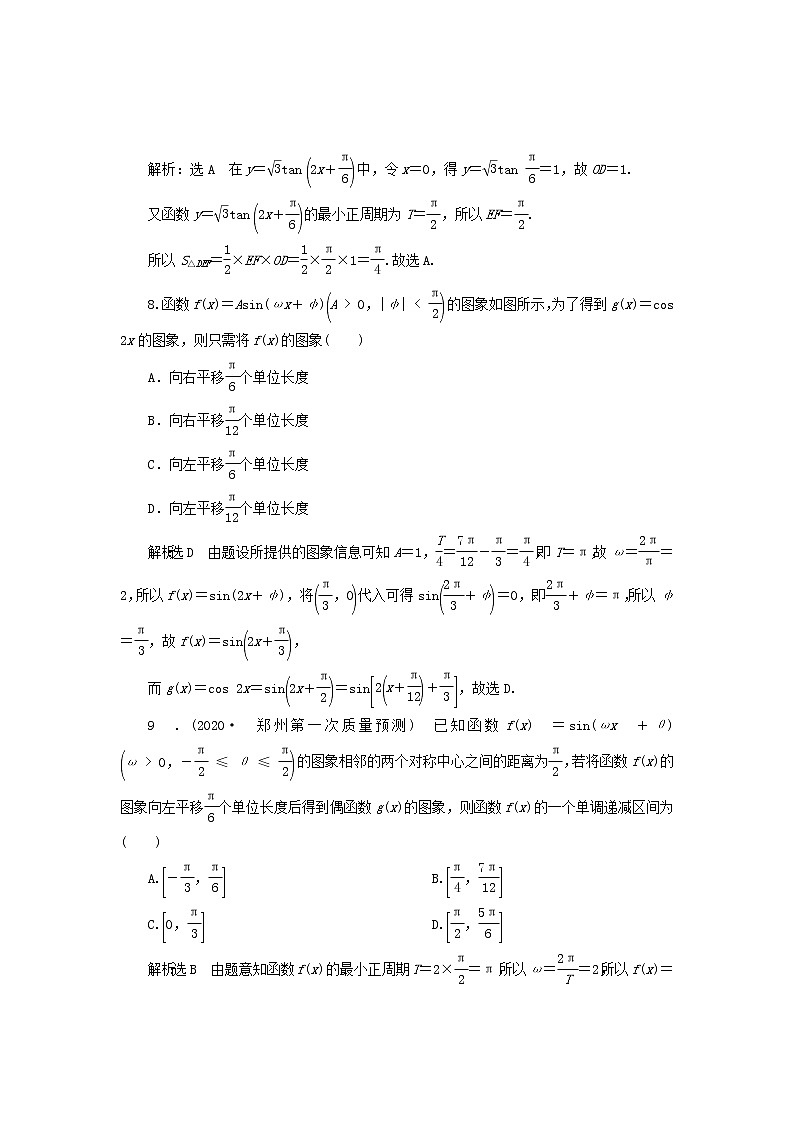 2021届二轮复习   三角 函数的图象与性质文  作业（全国通用）第3页