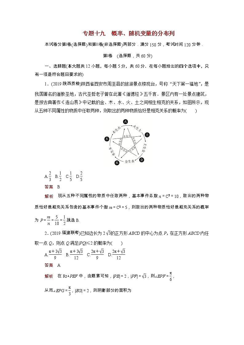 2021届二轮（理科数学）   概率随机变量的分布列   专题卷（全国通用）第1页