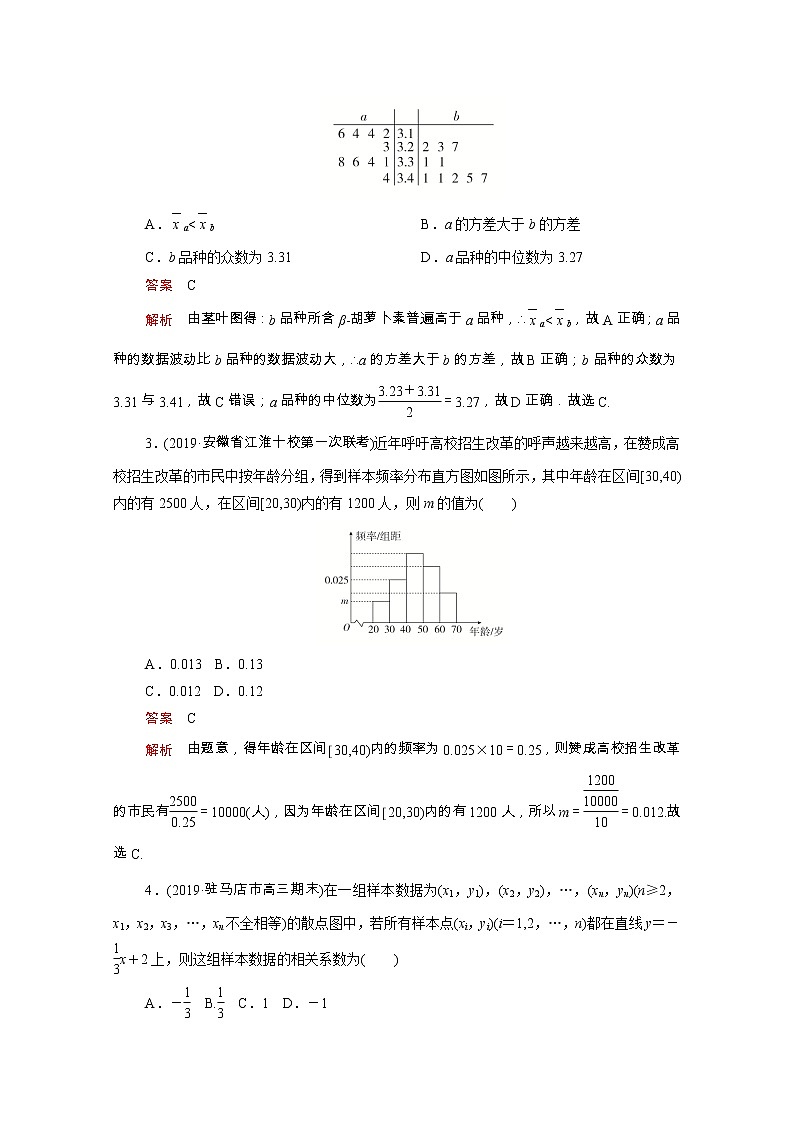 2021届二轮（理科数学）   统计统计案例   专题卷（全国通用）02