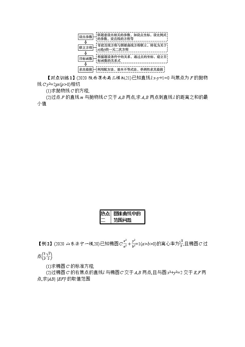 2021届新高考二轮复习 7.4.2　圆锥曲线中的最值、范围、证明问题 学案03