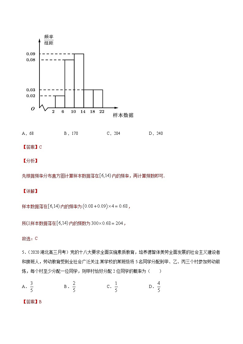专题十九 计数原理与概率及其分布-2021届高三《新题速递•数学》1月刊（江苏专用 适用于高考复习）03