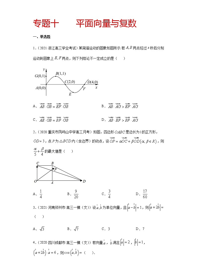 专题十 平面向量与复数-2021届高三《新题速递•数学》1月刊（江苏专用 适用于高考复习）01
