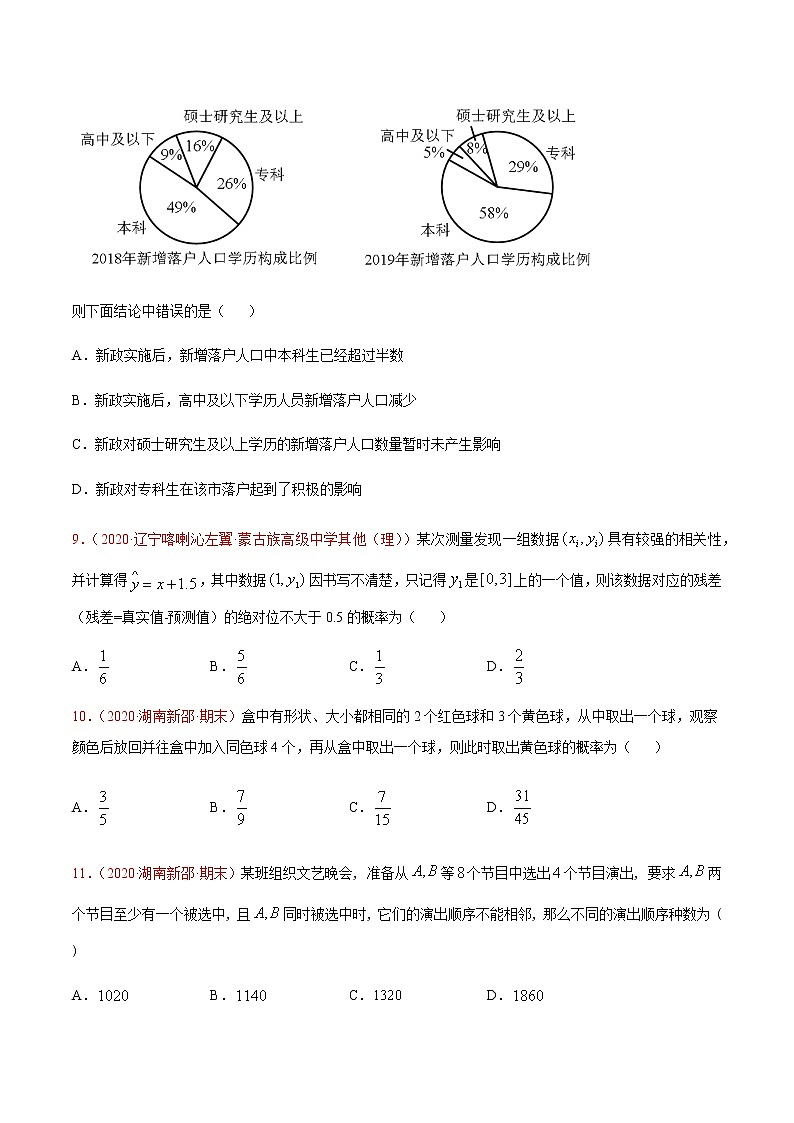 专题十九 计数原理与概率及其分布-2021届高三《新题速递•数学》9月刊（江苏专用 适用于高考复习）03