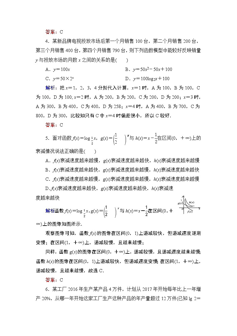 专题3.6 指数函数、幂函数、对数函数增长的比较 高中数学必修1课件+课时跟踪检测（北师大版）02