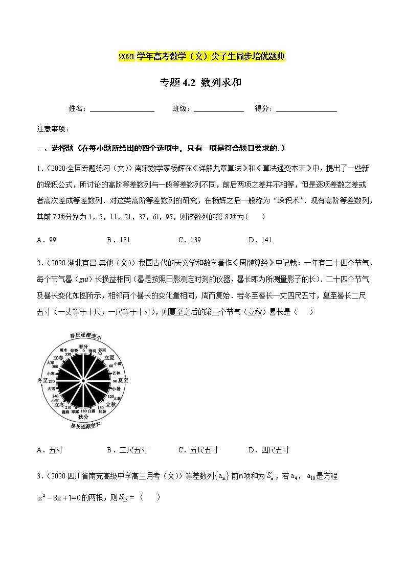 专题4.2 数列求和-2021年高考数学（文）尖子生培优题典01