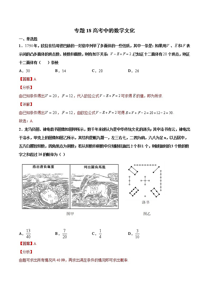 专题18 高考中的数学文化（解析版）-2021年高考冲刺之二轮专题精讲精析第1页