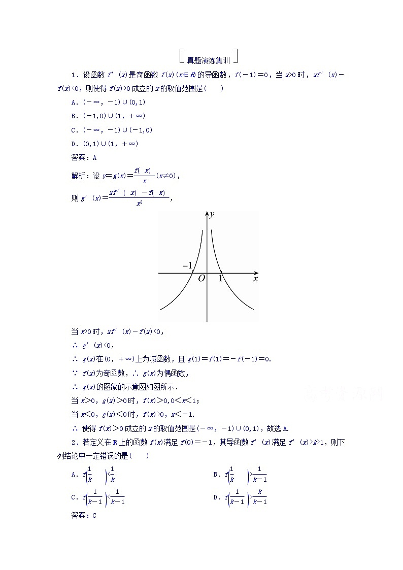 2018版高考数学（人教a版理科）一轮复习真题演练集训：第三章　导数及其应用 3-2 word版含答案01