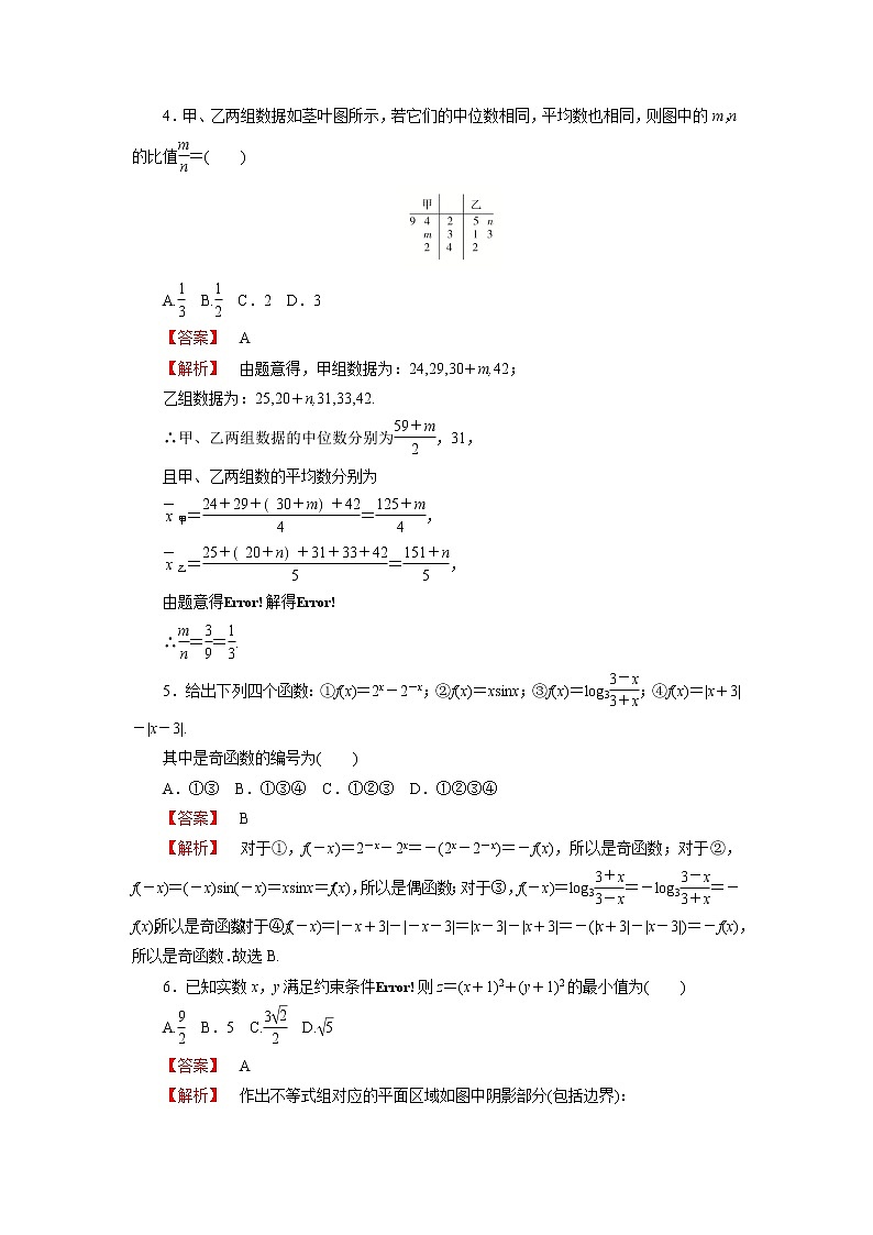 第三轮冲刺必刷仿真卷08-2020年高考数学（文）三轮冲刺必刷卷（3练1模拟）（八）02