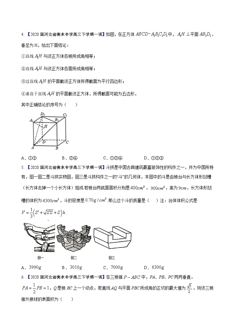 高三数学百所名校好题分项解析汇编之衡水中学专版（2020版）专题08 立体几何（第02期）（原卷版）第2页