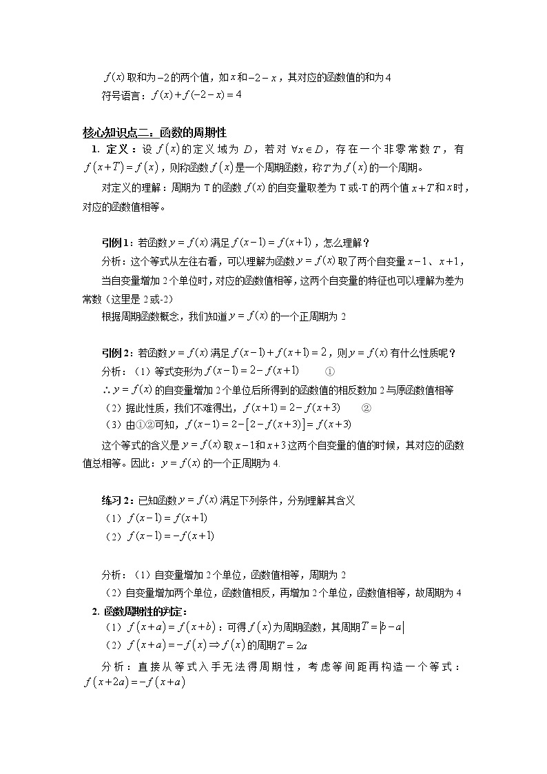 人教A版人教A版(2019)数学必修第一册专题：函数的周期性与对称性学案02