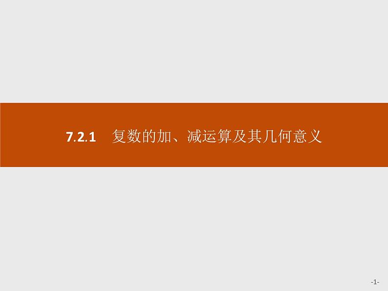 高中数学人教A版（2019）必修（第二册）7.2.1　复数的加、减运算及其几何意义 课件PPT第1页
