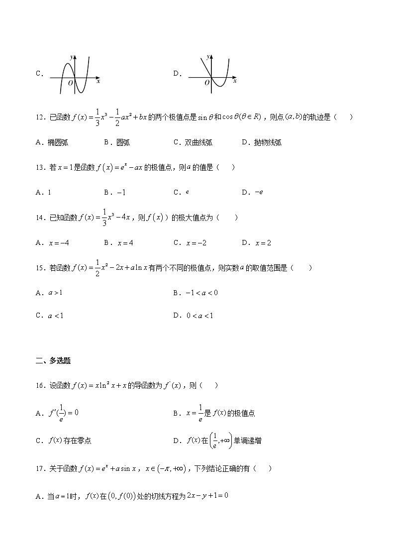（新高考专用）2021年新高考数学难点：专题20 利用导数解决函数的极值点问题03