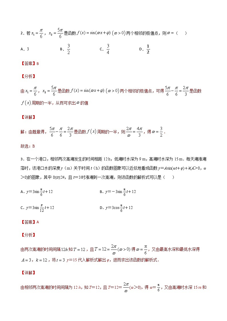 （新高考专用）2021年新高考数学难点：专题52 五点法求三角函数解析式02