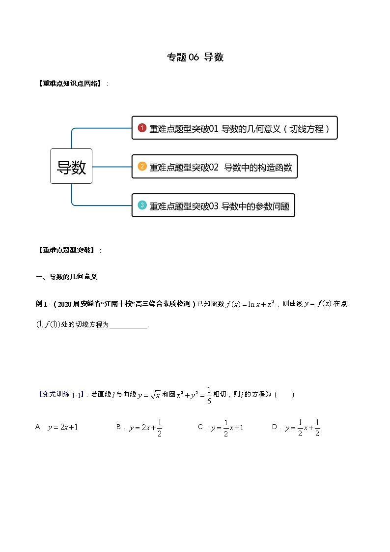 专题06 导数（重难点突破）-【教育机构专用】2020-2021学年高三数学寒假辅导讲义（全国通用）01