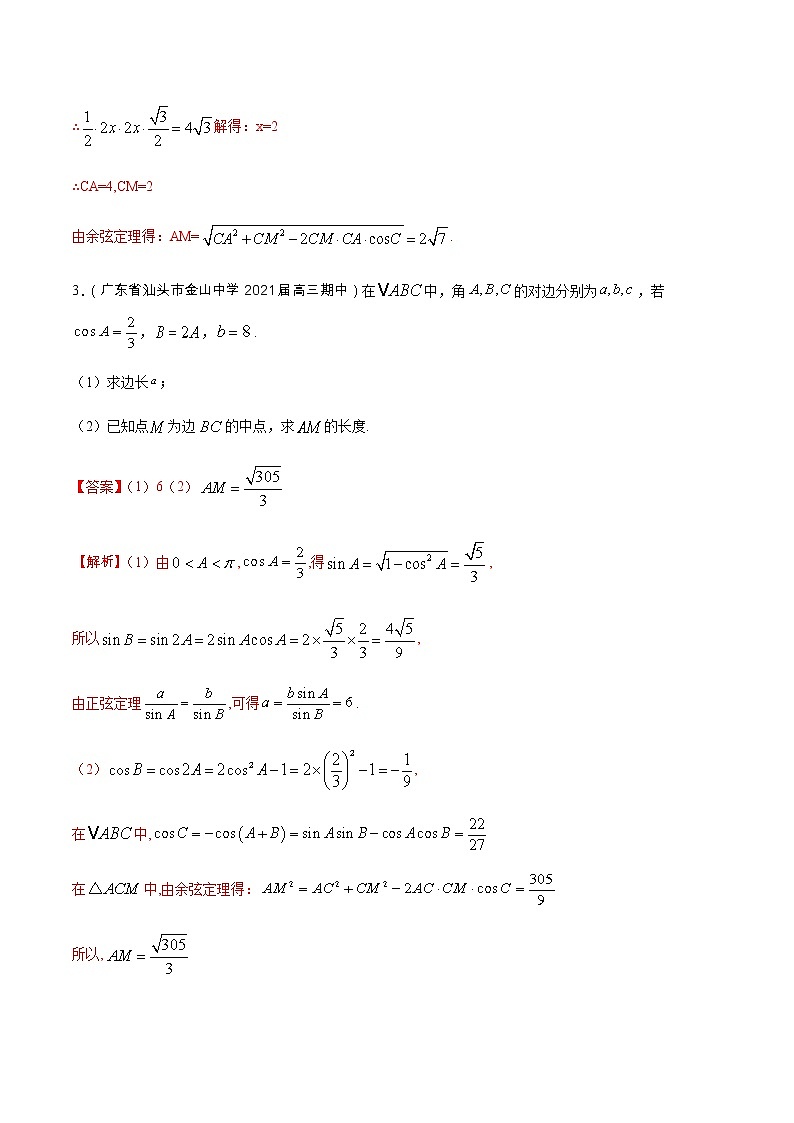 专题08 三角函数与平面向量（分层训练）-【教育机构专用】2020-2021学年高三数学寒假辅导讲义（全国通用）03