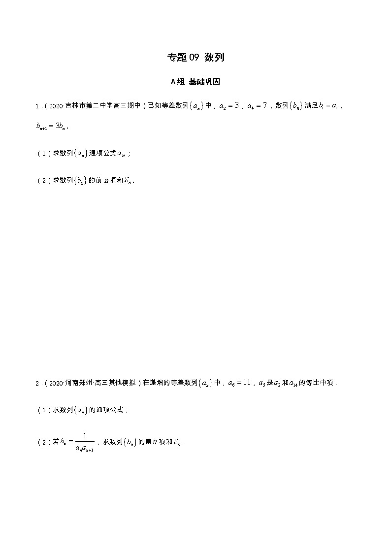 专题09 数列（分层训练）-【教育机构专用】2020-2021学年高三数学寒假辅导讲义（全国通用）01